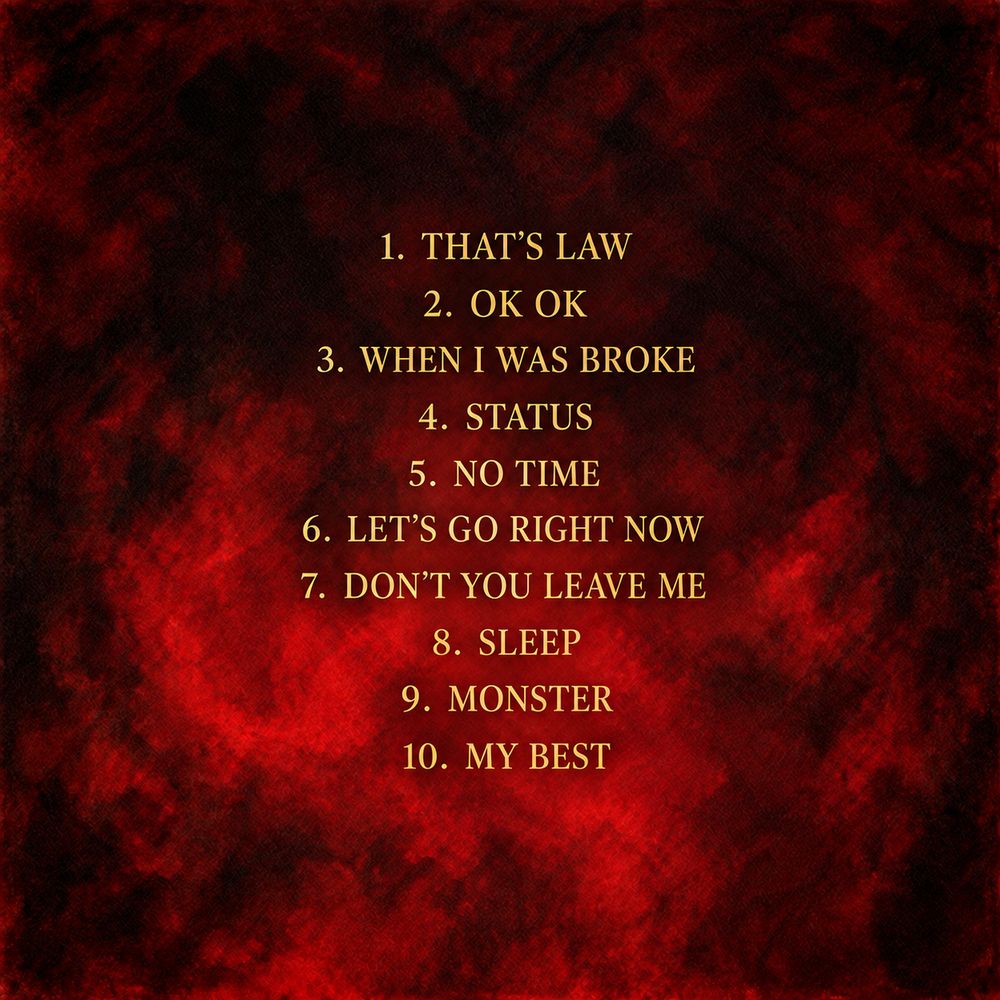 Throwaways back cover with the 10 track titles in gold capital letters